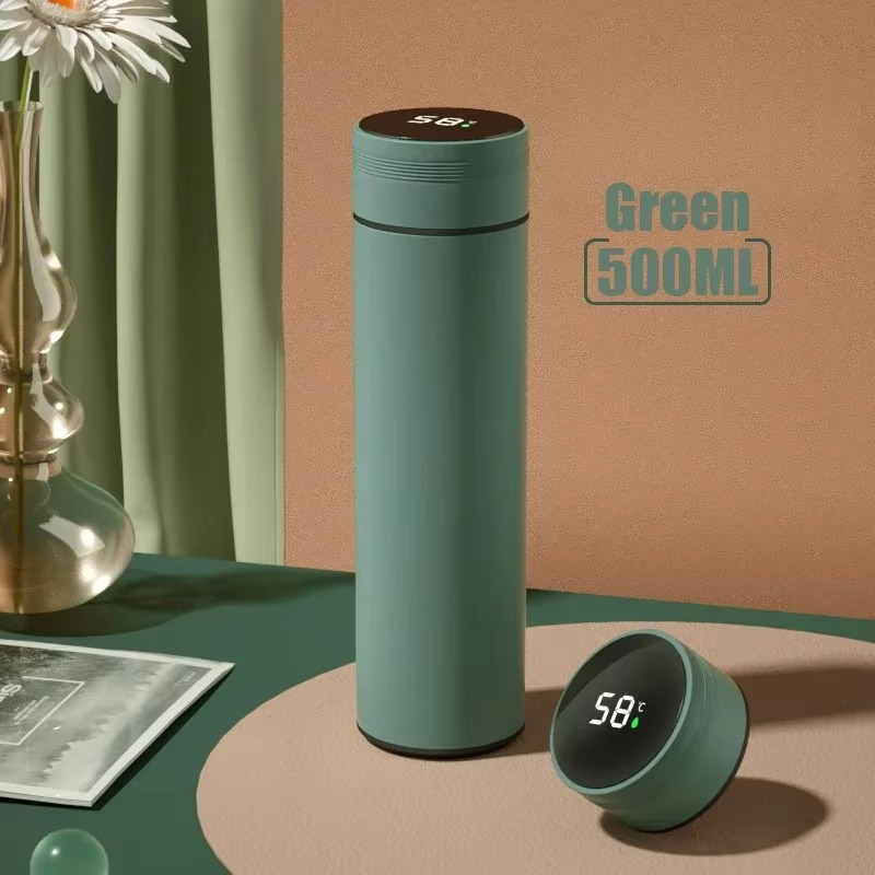 Smart stainless steel water bottle, 500ML at the best price, led temperature reader, double wall, modern, sandy, excellent steel quality