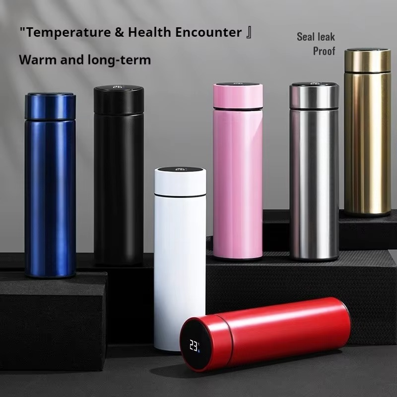 Smart stainless steel water bottle, 500ML at the best price, led temperature reader, double wall, modern, sandy, excellent steel quality
