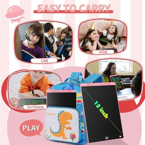 Genialba LCD Writing Tablet 10-Inch Colorful Doodle Board, Toddler Learning Educational Toys Gifts for 3-8 Years Old Girls and Boys, Electronic Drawing Pad for Kids (Pink&Blue)