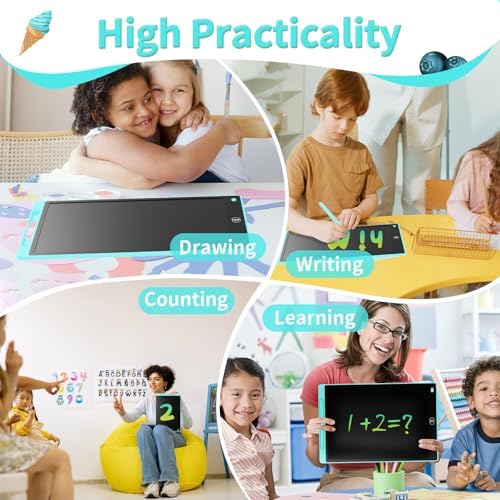 Genialba LCD Writing Tablet 10-Inch Colorful Doodle Board, Toddler Learning Educational Toys Gifts for 3-8 Years Old Girls and Boys, Electronic Drawing Pad for Kids (Pink&Blue)