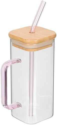 450ml Glass Cups with Lids And Straws Butterfly Design Cute Glass Tumbler | Transparent Coffee Cup Reusable Hot and Cold Water Cups Drinking Cup Home Office Dorm Use