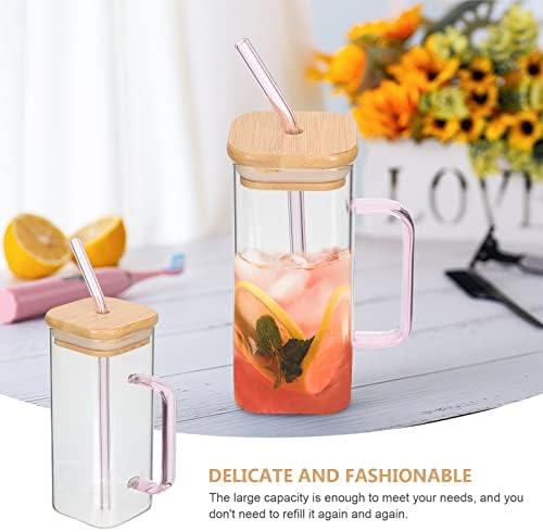 450ml Glass Cups with Lids And Straws Butterfly Design Cute Glass Tumbler | Transparent Coffee Cup Reusable Hot and Cold Water Cups Drinking Cup Home Office Dorm Use