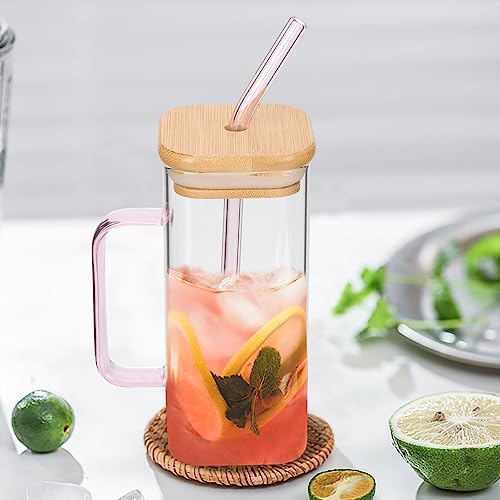 450ml Glass Cups with Lids And Straws Butterfly Design Cute Glass Tumbler | Transparent Coffee Cup Reusable Hot and Cold Water Cups Drinking Cup Home Office Dorm Use