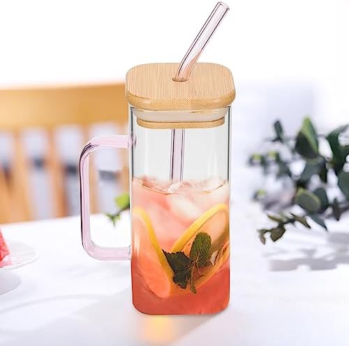 450ml Glass Cups with Lids And Straws Butterfly Design Cute Glass Tumbler | Transparent Coffee Cup Reusable Hot and Cold Water Cups Drinking Cup Home Office Dorm Use