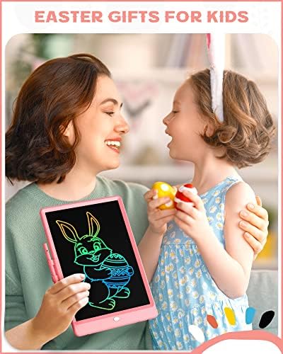 Genialba LCD Writing Tablet 10-Inch Colorful Doodle Board, Toddler Learning Educational Toys Gifts for 3-8 Years Old Girls and Boys, Electronic Drawing Pad for Kids (Pink&Blue)