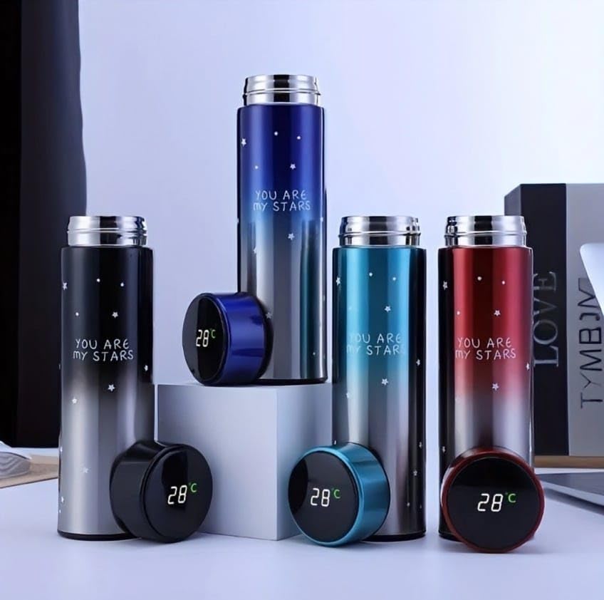 Intelligent Thermal Smart Cup with LED Temperature Display - 500ml Stainless Steel Vacuum Flask (red)