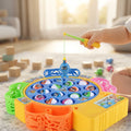 Fishing Game Toy for Kids and Toddlers, Rotating Fish Catching Board Game, Battery Operated Play Set with Music On Off Switch for Quiet Play