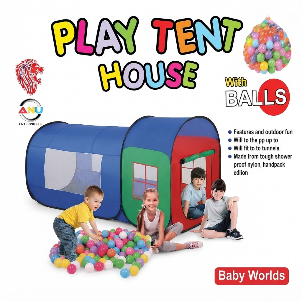 Childrens Tent for Toddlers Playhouse Baby Crawl Playpen with Basketball Hoop and Zipper Storage Bag,