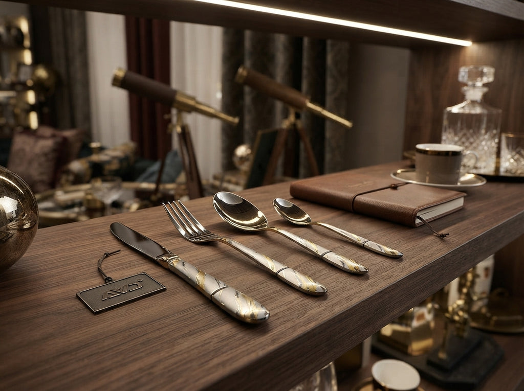 Hammered Silver Gold Silverware Set, OGORI 24-Piece 18/10 Stainless Flatware Set,