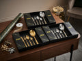 Hammered Silver Gold Silverware Set, OGORI 24-Piece 18/10 Stainless Flatware Set,