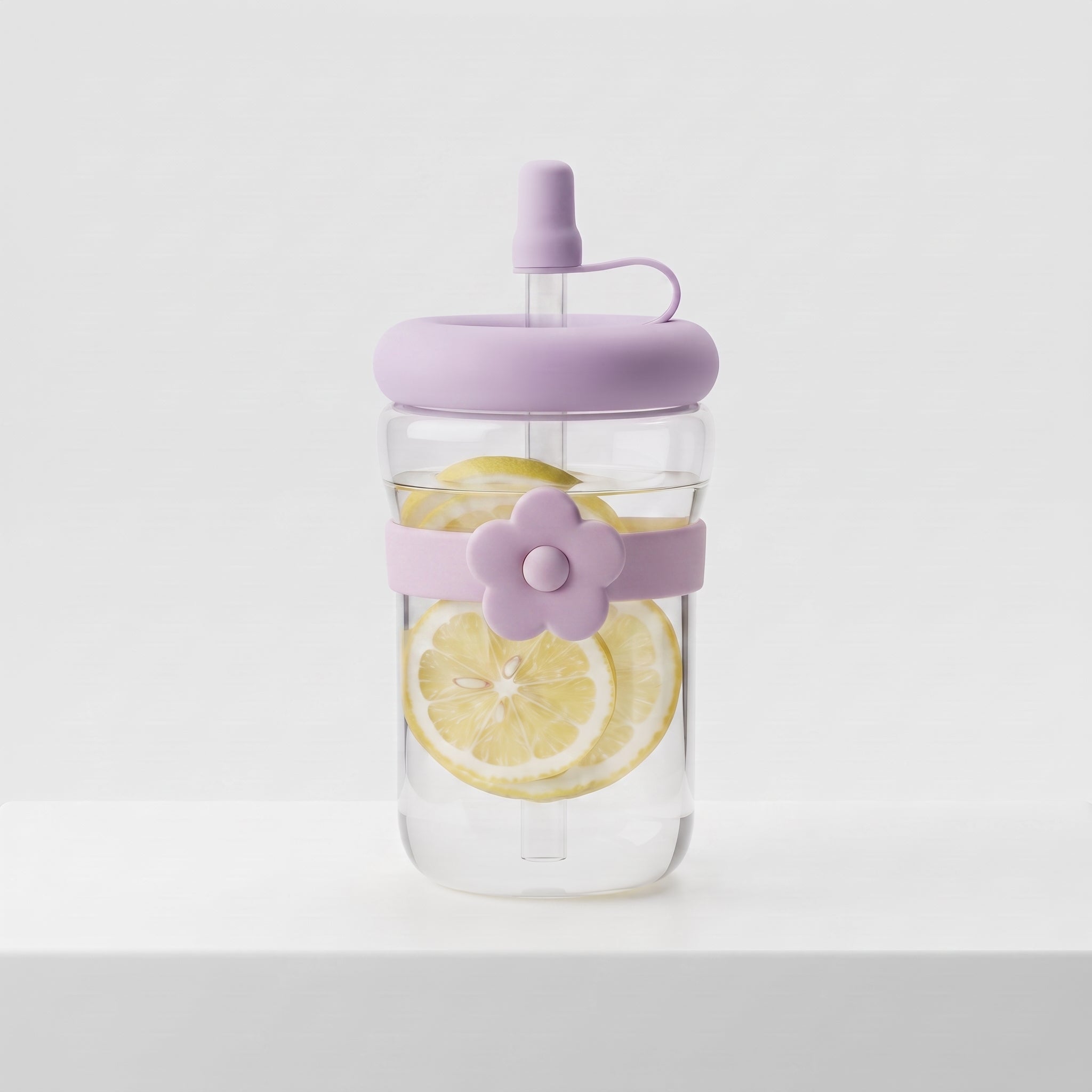 Portable 500ML Straw Cup Reusable Large Capacity Drinking Bottle with Flower Tea Strainer Cartoon Tea Brewing Cup For School