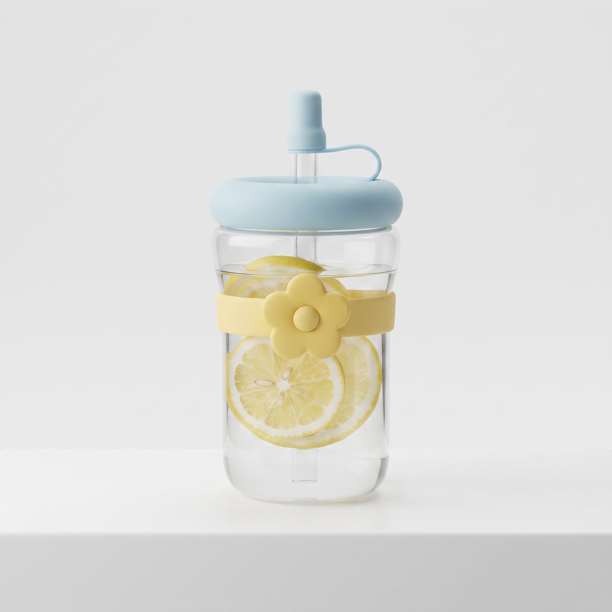Portable 500ML Straw Cup Reusable Large Capacity Drinking Bottle with Flower Tea Strainer Cartoon Tea Brewing Cup For School