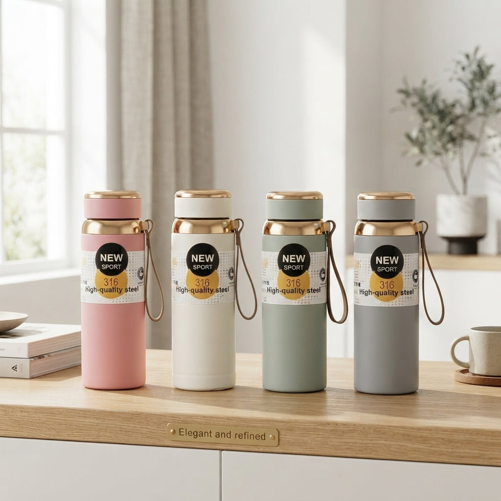 1000ml Large Capacity Star Shaped Tank 316 Stainless Steel Insulated Bottle Outdoor Sports High End Rope Insulated Kettle
