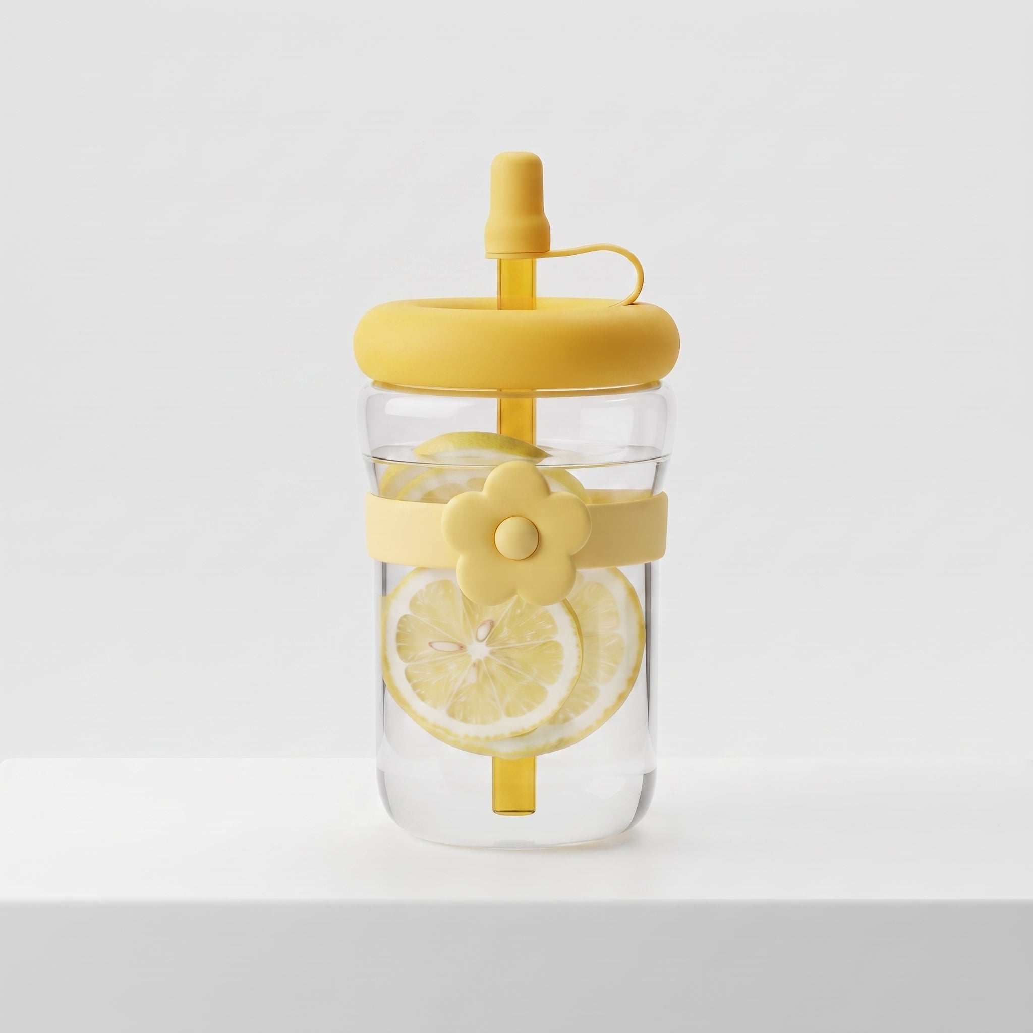 Portable 500ML Straw Cup Reusable Large Capacity Drinking Bottle with Flower Tea Strainer Cartoon Tea Brewing Cup For School