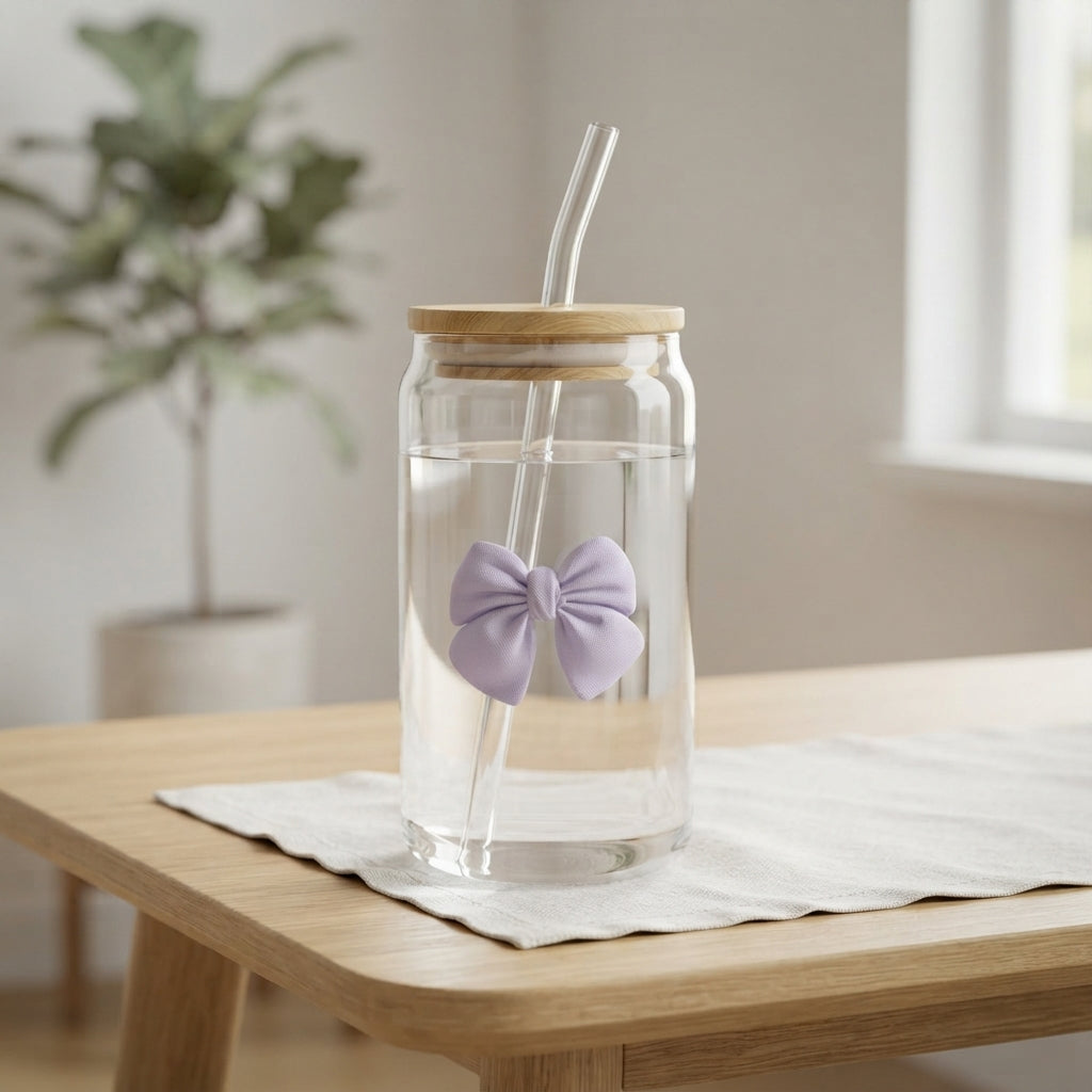450ml Glass Cups with Lids And Straws Butterfly Design Cute Glass Tumbler | Transparent Coffee Cup Reusable Hot and Cold Water Cups Drinking Cup Home Office Dorm Use