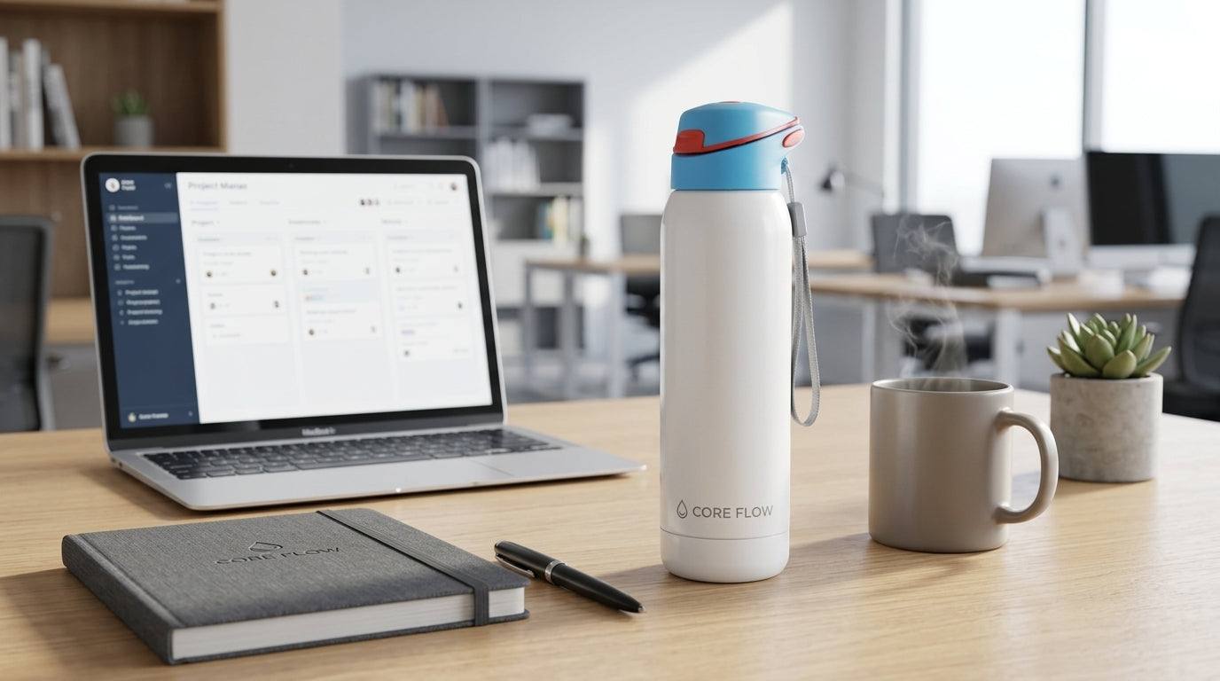 Premium Stainless Steel Water Bottle with Flip Lid & Carry Strap