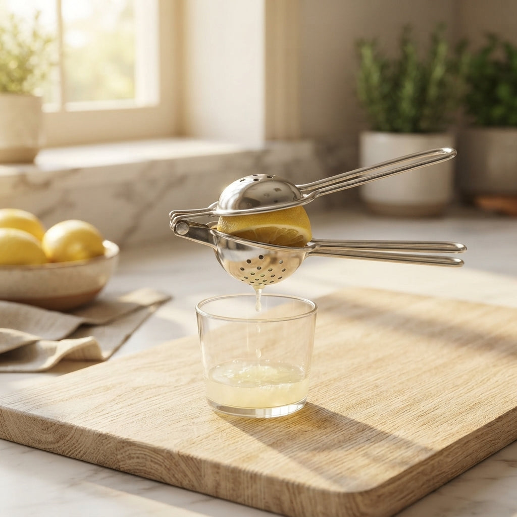Brigii Lemon Squeezer, Uncoated Stainless Steel Manual Juicer for Lemon Lime - Heavy-Duty 304 Solid Metal, High Yield Press, Ergonomic Handle, Kitchen Tool