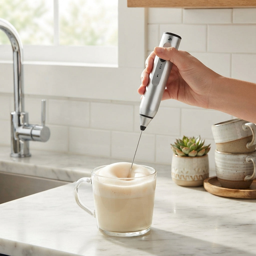Rechargeable Milk Frother, Handheld Frother Wand for Coffee, 30dB Ultra Quiet Electric Foam Maker, High Power High-speed Drink Mixer Foamer for Matcha, Lattes, Cappuccino