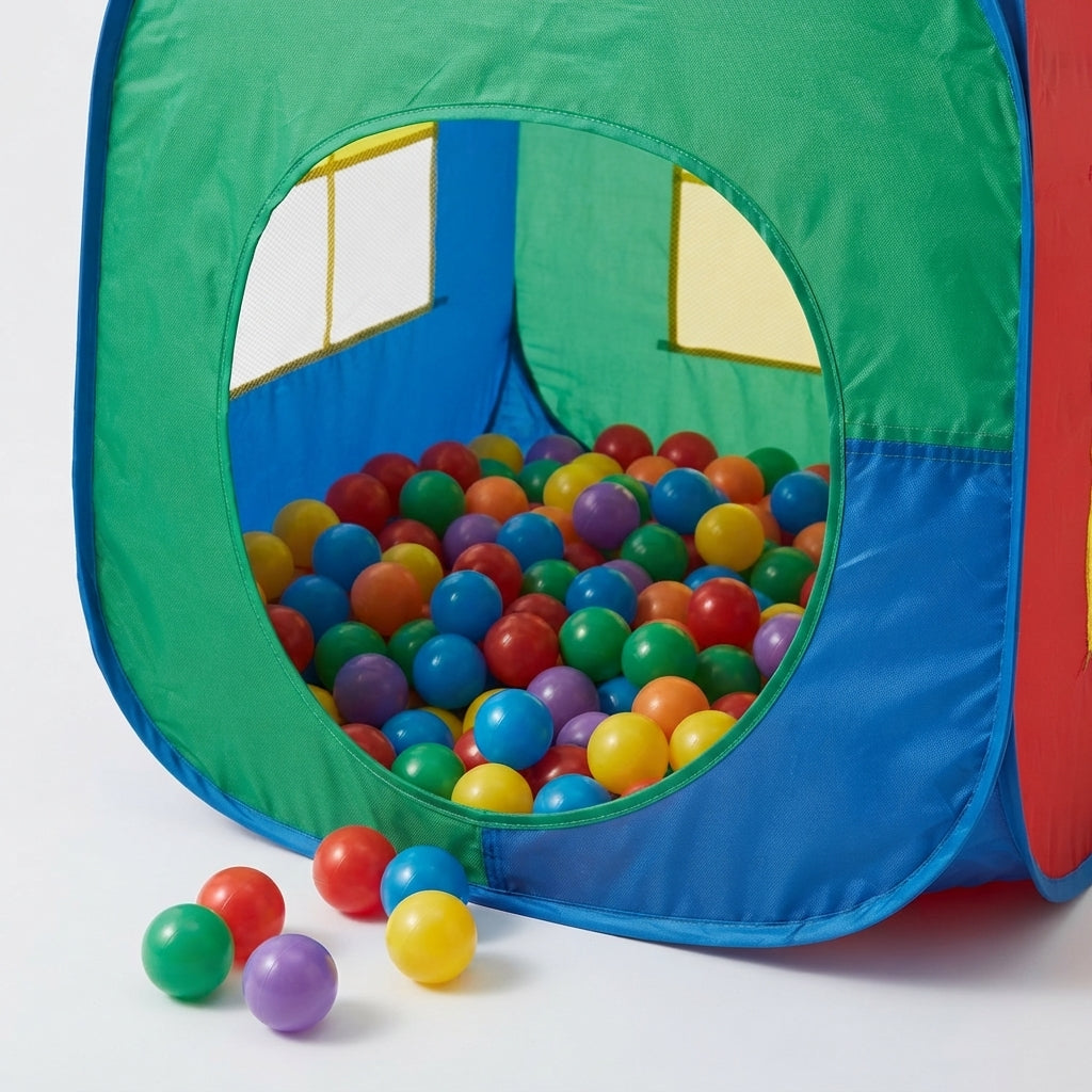 Childrens Tent for Toddlers Playhouse Baby Crawl Playpen with Basketball Hoop and Zipper Storage Bag,