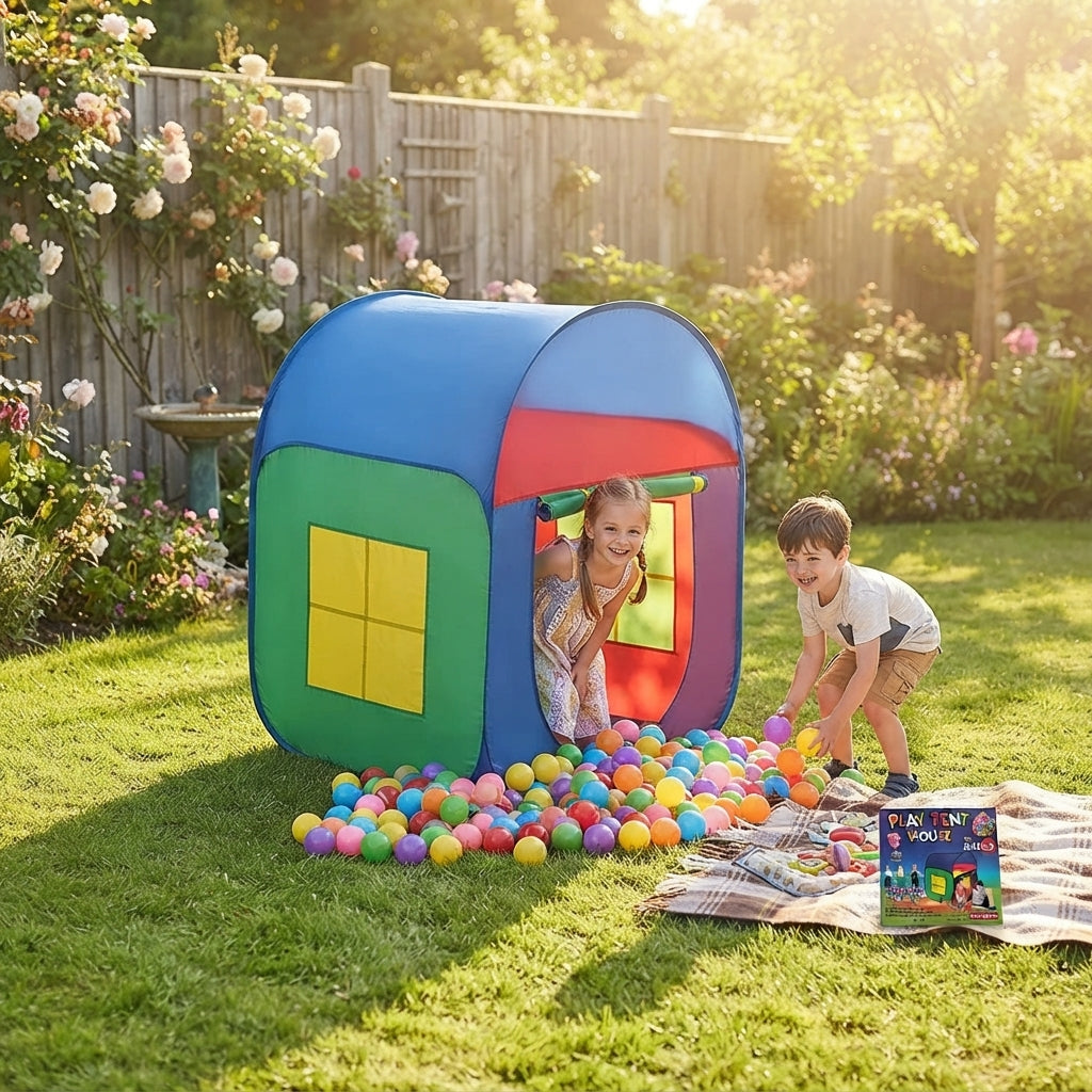 Childrens Tent for Toddlers Playhouse Baby Crawl Playpen with Basketball Hoop and Zipper Storage Bag,