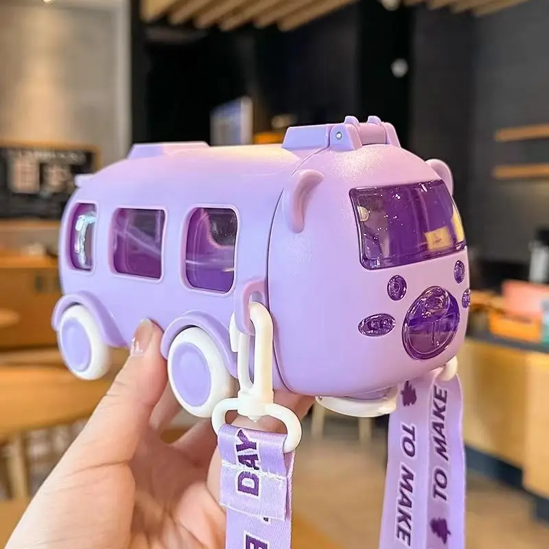 Portable Water Bottle, Detachable Bus Shape Water Bottle Material Easy To Clean Cute Portable with Cup Body Frame for Home 500ml