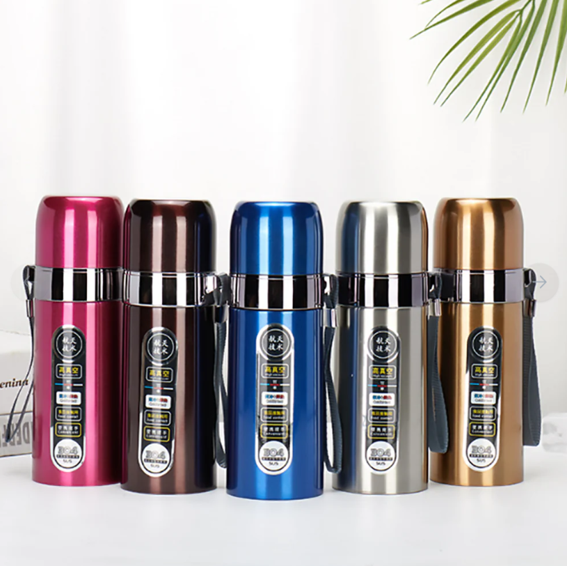 Stainless Steel Thermal Bottle for Hot and Cold Drinks Travel Coffee Mug with Cup Water Flask Vacuum Insulated Tumbler 17 oz/500ml