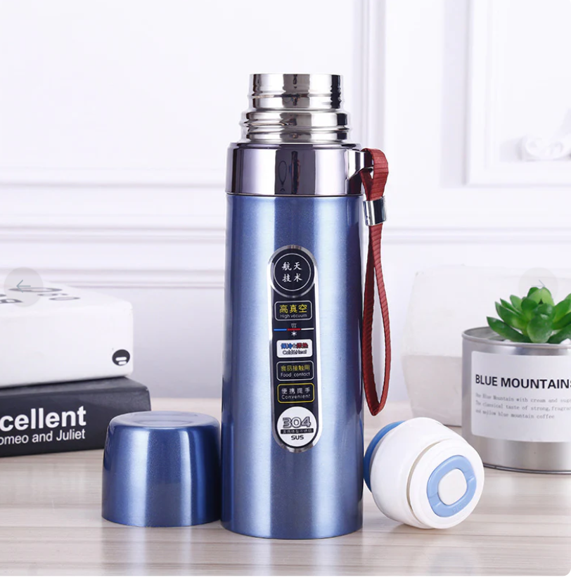 Stainless Steel Thermal Bottle for Hot and Cold Drinks Travel Coffee Mug with Cup Water Flask Vacuum Insulated Tumbler 17 oz/500ml