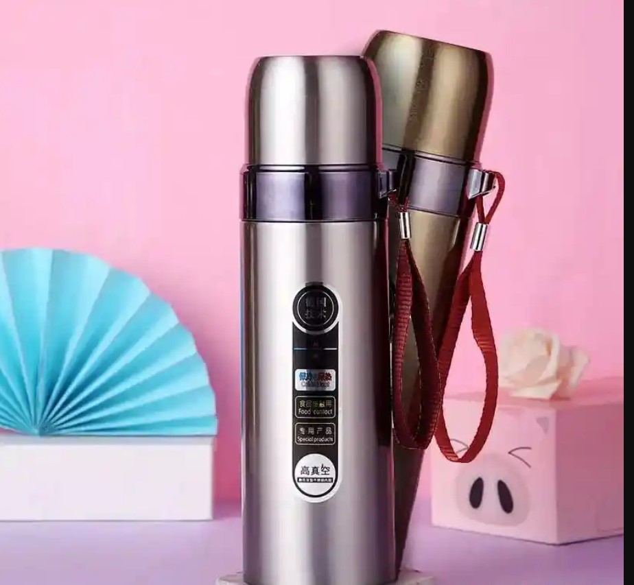 Stainless Steel Thermal Bottle for Hot and Cold Drinks Travel Coffee Mug with Cup Water Flask Vacuum Insulated Tumbler 17 oz/500ml