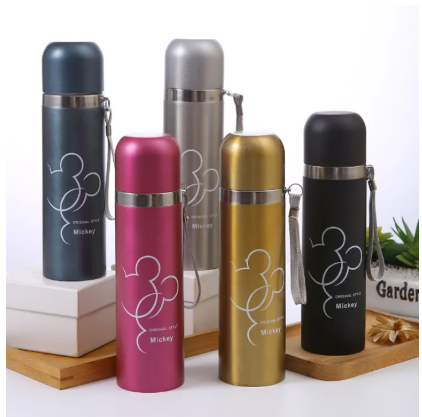 500ml Hot Selling Fashionable Stainless Steel Bullet Head Insulated Bottle Creative Portable Mickey mouse Cartoon Car Water Cup Gift Cup