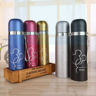 500ml Hot Selling Fashionable Stainless Steel Bullet Head Insulated Bottle Creative Portable Mickey mouse Cartoon Car Water Cup Gift Cup