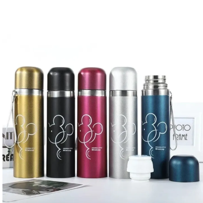 500ml Hot Selling Fashionable Stainless Steel Bullet Head Insulated Bottle Creative Portable Mickey mouse Cartoon Car Water Cup Gift Cup