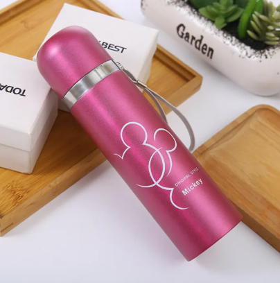 500ml Hot Selling Fashionable Stainless Steel Bullet Head Insulated Bottle Creative Portable Mickey mouse Cartoon Car Water Cup Gift Cup