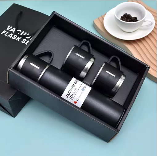 3Pcs/Set Double-layer 304 Stainless Steel Insulated Cup Set,Portable Water Bottle With Three Lids, Suitable For Outdoor Camping