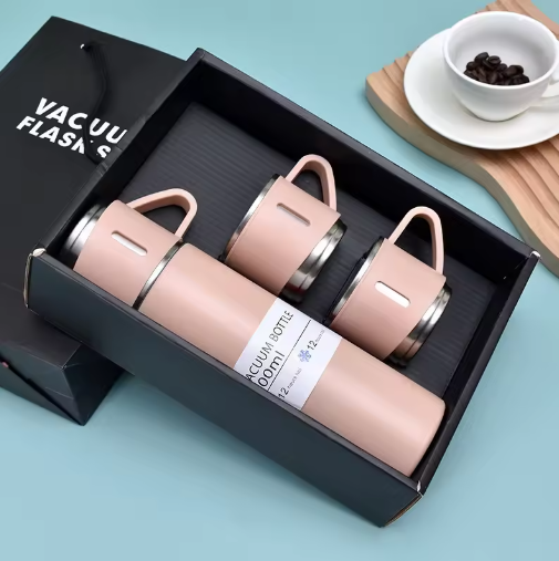 3Pcs/Set Double-layer 304 Stainless Steel Insulated Cup Set,Portable Water Bottle With Three Lids, Suitable For Outdoor Camping