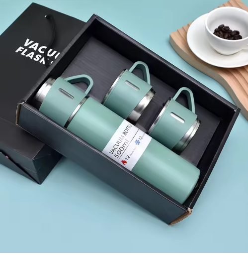 3Pcs/Set Double-layer 304 Stainless Steel Insulated Cup Set,Portable Water Bottle With Three Lids, Suitable For Outdoor Camping