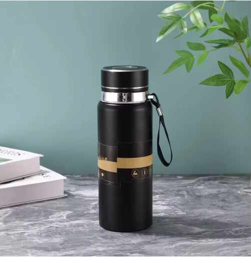 SipSavor, Stainless Steel Water Bottle, Double Walled & Vacuum Insulated,1000ml with temp display, keep drinks Cold/Hot for18 hrs Leakproof & Rust proof, Reusable ideal for Gym Office & School (Black)