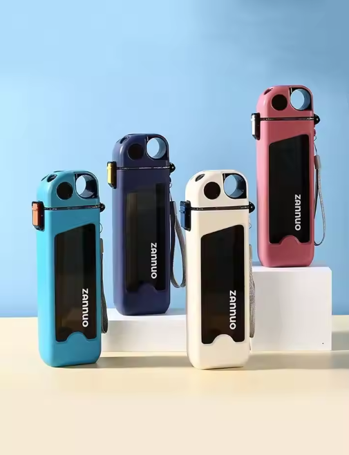 2026 New Square Plastic Water Cup Portable Flat Travel Tumbler With Lid Straw Creative Minimalist Sports Drink Bottle