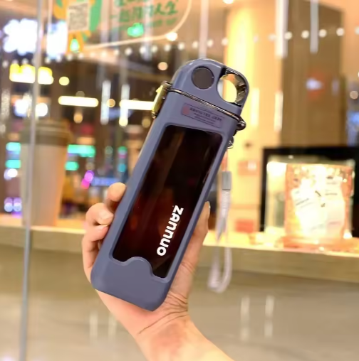 2026 New Square Plastic Water Cup Portable Flat Travel Tumbler With Lid Straw Creative Minimalist Sports Drink Bottle