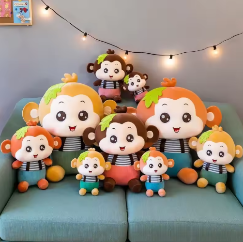 Cute Plush Monkey Doll Comforter Toy Soft PP Cotton Stuffed Animal Doll Child's Plushie Snuggle Pillow Realistic Plush Toys