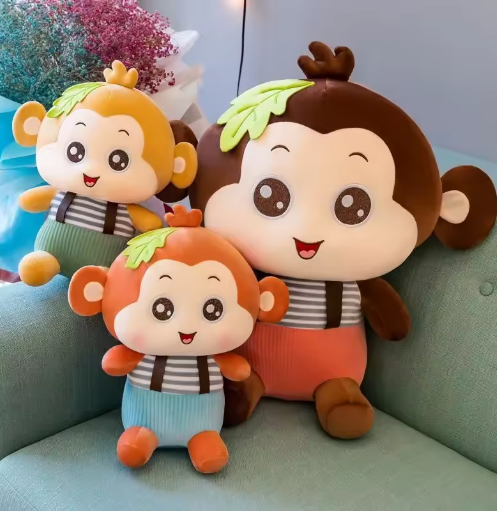 Cute Plush Monkey Doll Comforter Toy Soft PP Cotton Stuffed Animal Doll Child's Plushie Snuggle Pillow Realistic Plush Toys
