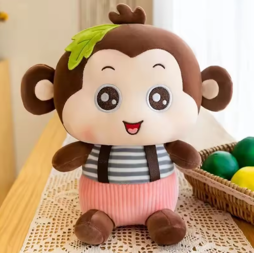 Cute Plush Monkey Doll Comforter Toy Soft PP Cotton Stuffed Animal Doll Child's Plushie Snuggle Pillow Realistic Plush Toys