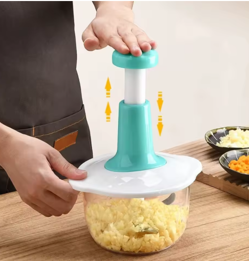 Manual Food Chopper Vegetable Chopper Hand Press Household Garlic Press Multifunctional Meat Grinder for Fruits Veggies Salad