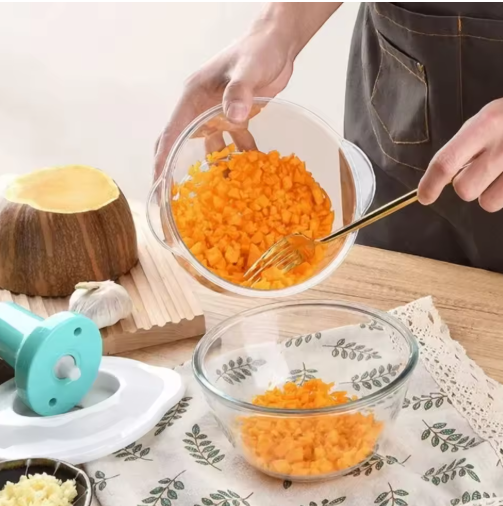 Manual Food Chopper Vegetable Chopper Hand Press Household Garlic Press Multifunctional Meat Grinder for Fruits Veggies Salad