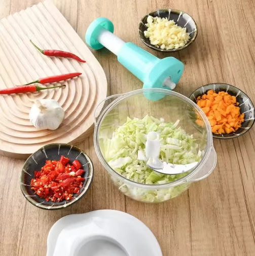 Manual Food Chopper Vegetable Chopper Hand Press Household Garlic Press Multifunctional Meat Grinder for Fruits Veggies Salad