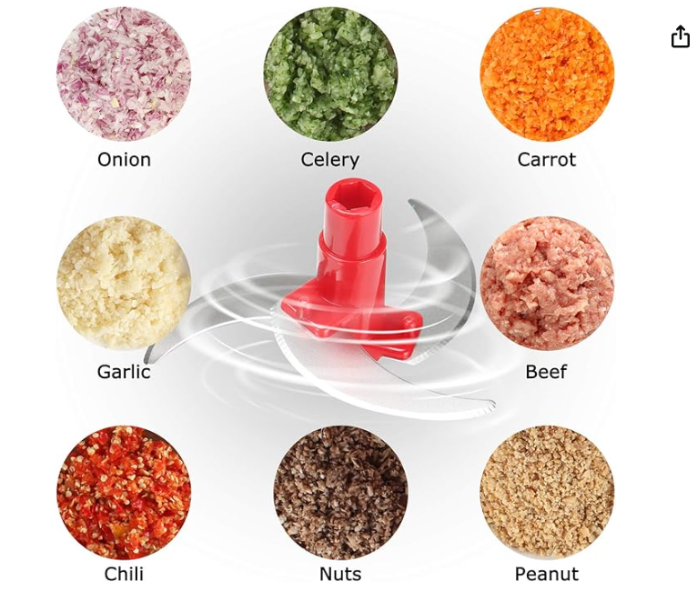 Cambom Manual Food Chopper Vegetable Chopper Hand Food Processor, Mixer, Blender, Whipper, Egg White Separator, Mincer, Grinder, Dicer with Clear Container 1200ml BPA Free Strong