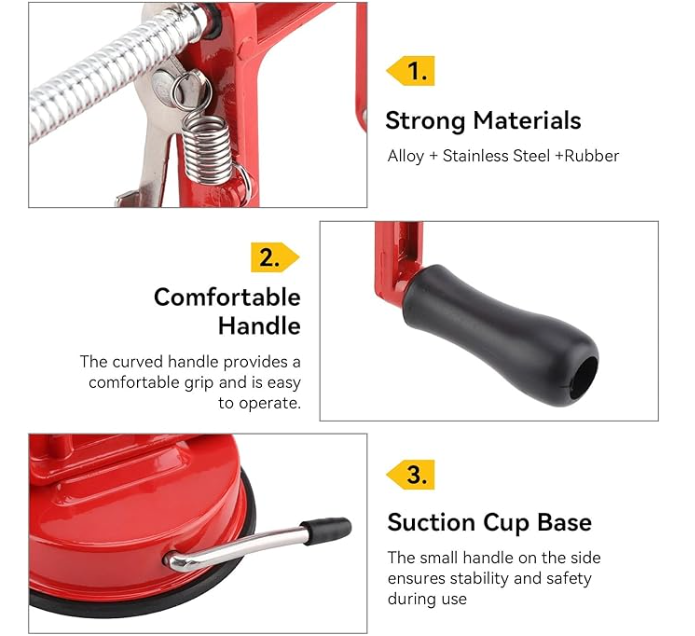 Potato Spiral Cutter, Twisted Potato Slicer Stainless Steel French Fry Cutter Hand Crank Curly Fries Potato Cutter with Suction Base for Potato
