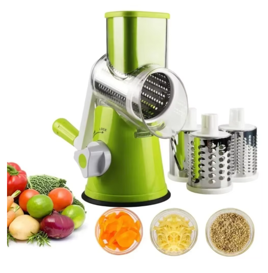 Multifunctional Vegetable Slicer Shredder Cutter Tool 3 Sharp Drums Manual Hand Operated Grater Cheese Peanut Cookie Chopper