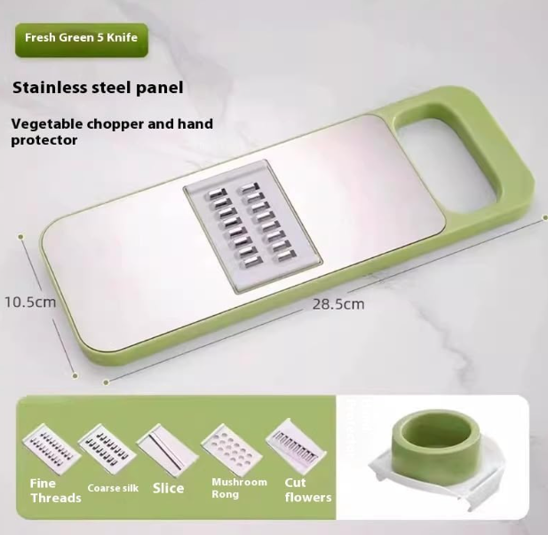 5 in 1 Slicer for Kitchen, Vegetable Slicer Multi Blade Potato Chip, Veggie shredder, Vegetable Cutter,Shredder and peeler For Small Job In Kitchen (Green)