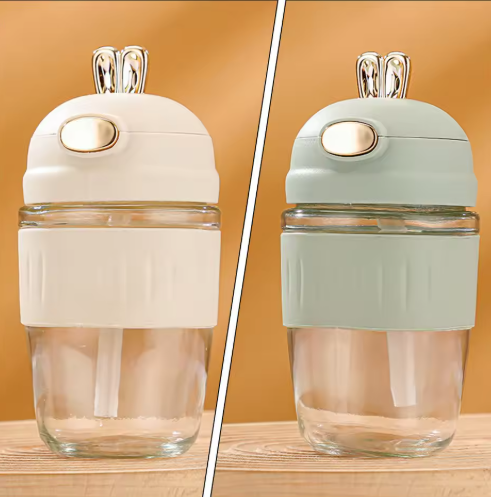3Pcs Cute Kawaii Water Bottle with Straw for Reusable Heat-Resistant Insulated Portable Drinking Bottle for Home Outdoor