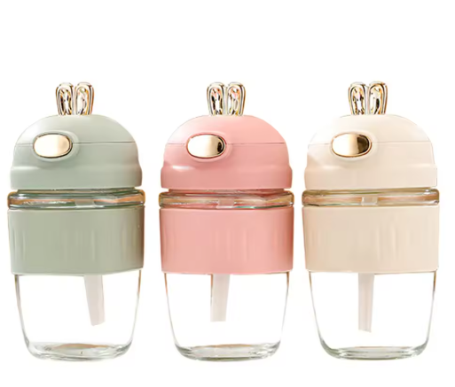 3Pcs Cute Kawaii Water Bottle with Straw for Reusable Heat-Resistant Insulated Portable Drinking Bottle for Home Outdoor